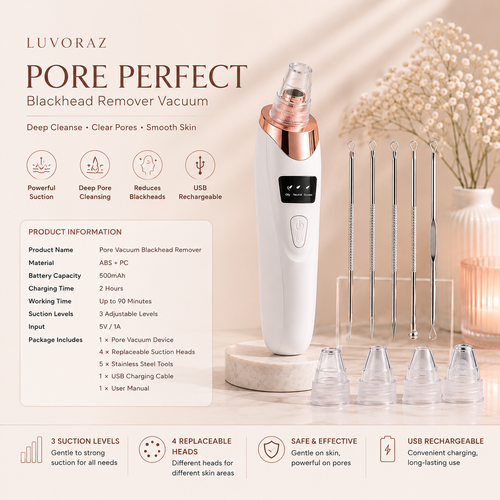 Luvoraz™ Pore Perfect Blackhead Remover Vacuum | Deep Pore Cleansing & Skin Care Device