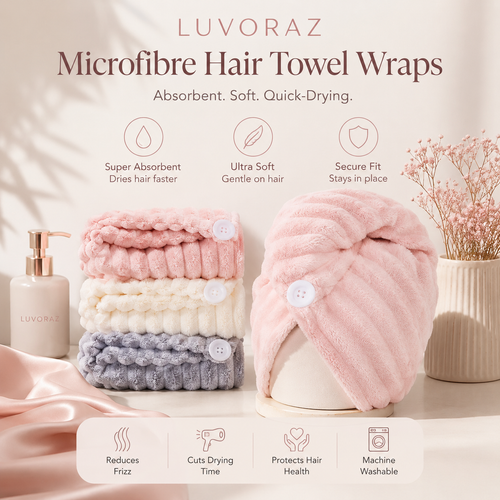 Luvoraz™ Luxe Microfiber Hair Towel Wrap (3-Pack)